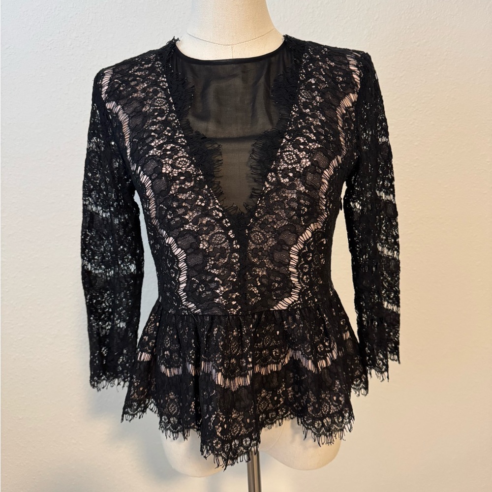 Dolce Vita Black and Cream Lace Top